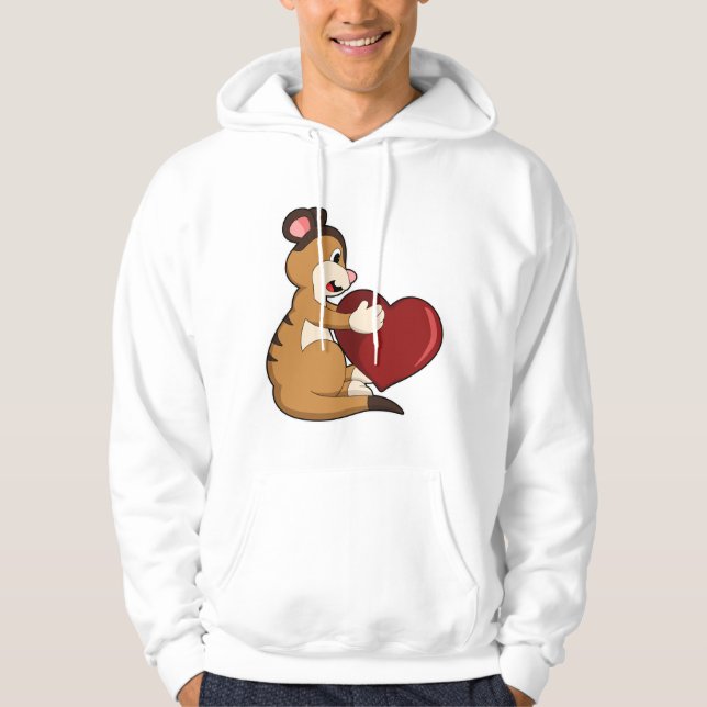 Meerkat med Heart Hoodie (Framsida)