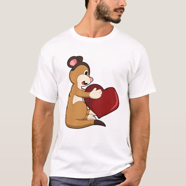Meerkat med Heart T Shirt (Framsida)