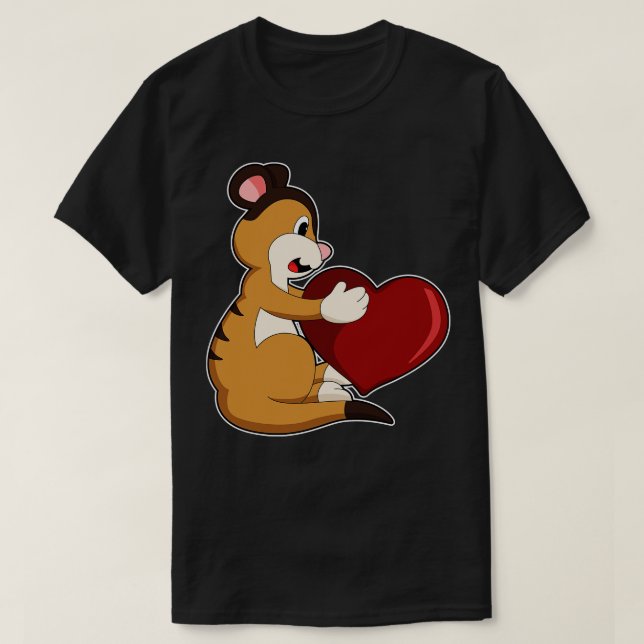 Meerkat med Heart T Shirt (Design framsida)