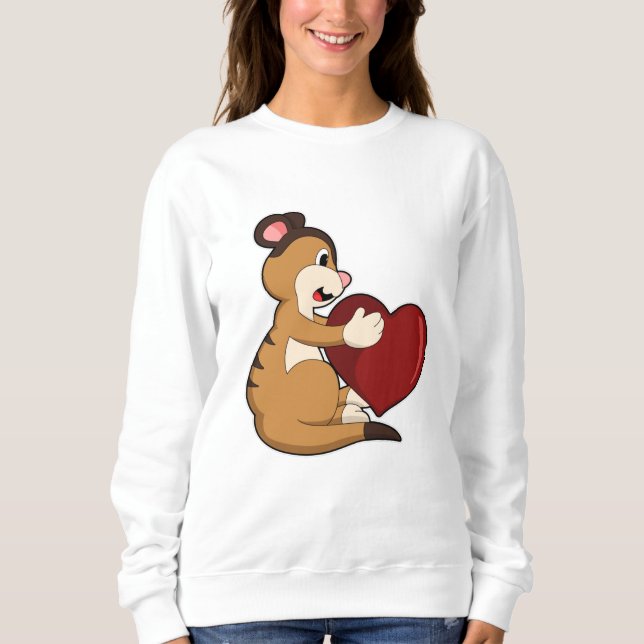 Meerkat med Heart T Shirt (Framsida)