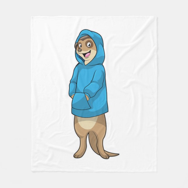 Meerkat med Hoodie Fleecefilt (Framsidan)
