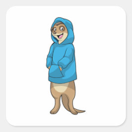 Meerkat med Hoodie Fyrkantigt Klistermärke