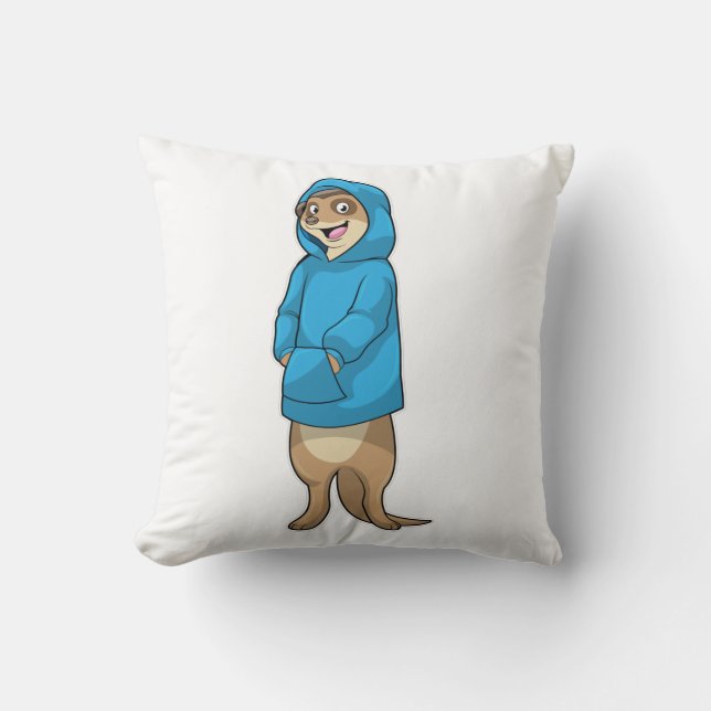 Meerkat med Hoodie Kudde (Framsida)