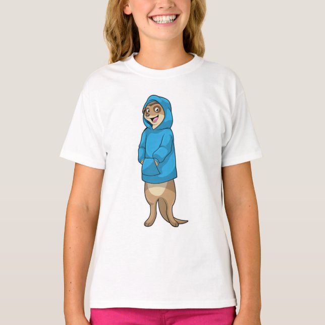 Meerkat med Hoodie T Shirt (Framsida)