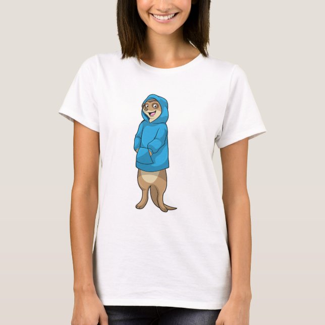 Meerkat med Hoodie T Shirt (Framsida)