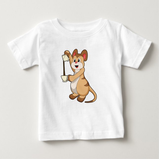 Meerkat med kaffe- och kaffekanna.PNG T Shirt (Framsida)