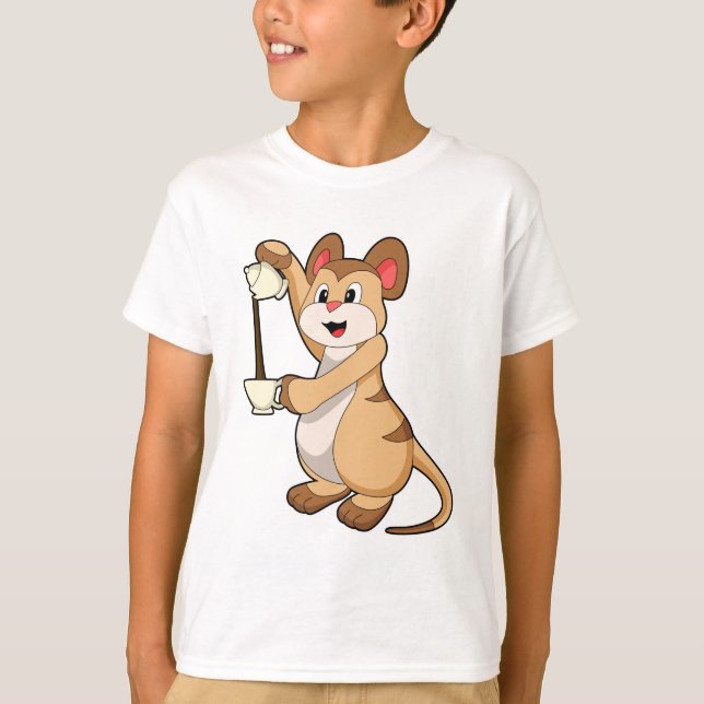 Meerkat med kaffe- och kaffekanna.PNG T Shirt (Framsida)