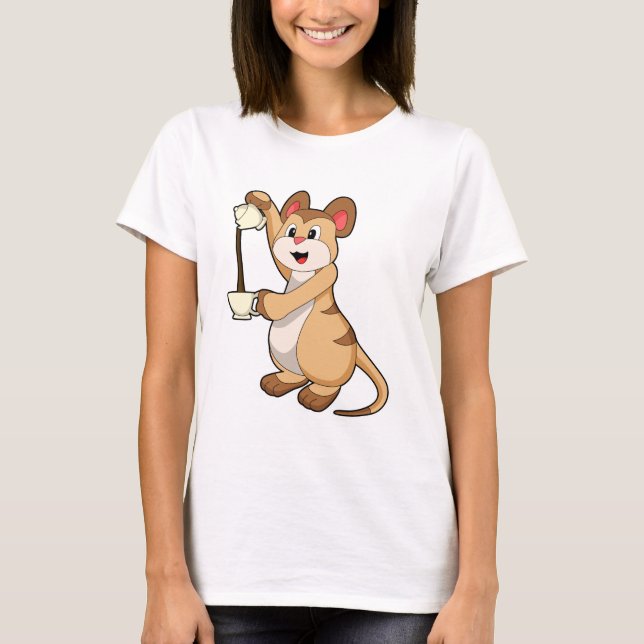 Meerkat med kaffe- och kaffekanna.PNG T Shirt (Framsida)