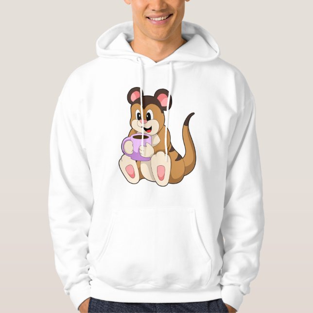 Meerkat med Kopp i Coffee Hoodie (Framsida)