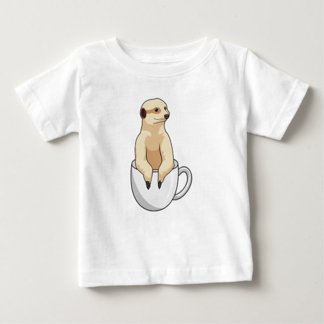 Meerkat med Kopp i Coffee T Shirt (Framsida)