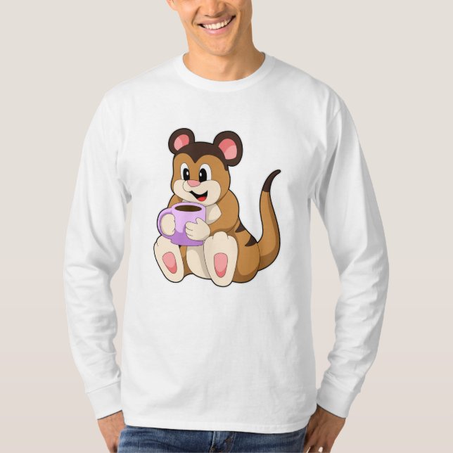 Meerkat med Kopp i Coffee T Shirt (Framsida)