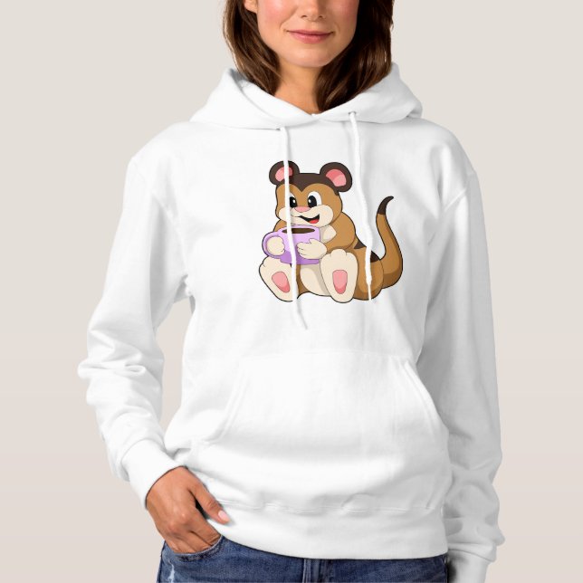 Meerkat med Kopp i Coffee T Shirt (Framsida)