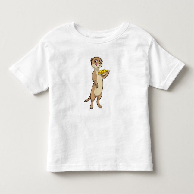 Meerkat med Pizza T Shirt (Framsida)