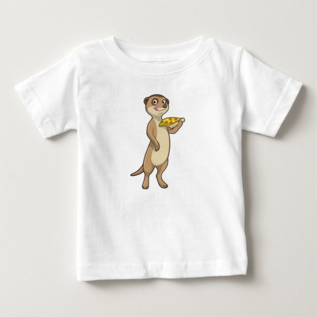 Meerkat med Pizza T Shirt (Framsida)