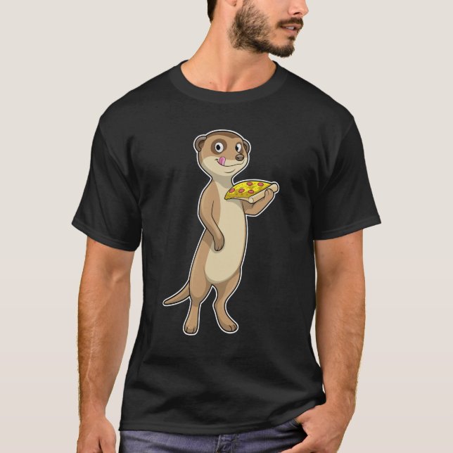 Meerkat med Pizza T Shirt (Framsida)