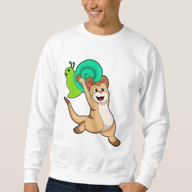 Meerkat med Snigel.PNG Lång Ärmad Tröja (Framsida)