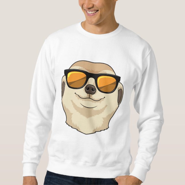 Meerkat med Sunglasses Lång Ärmad Tröja (Framsida)