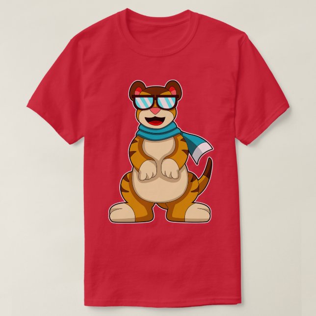 Meerkat med Sunglasses Scarf T Shirt (Design framsida)