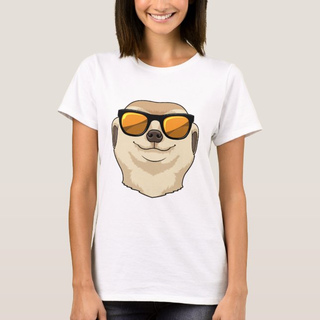 Meerkat med Sunglasses T Shirt (Framsida)