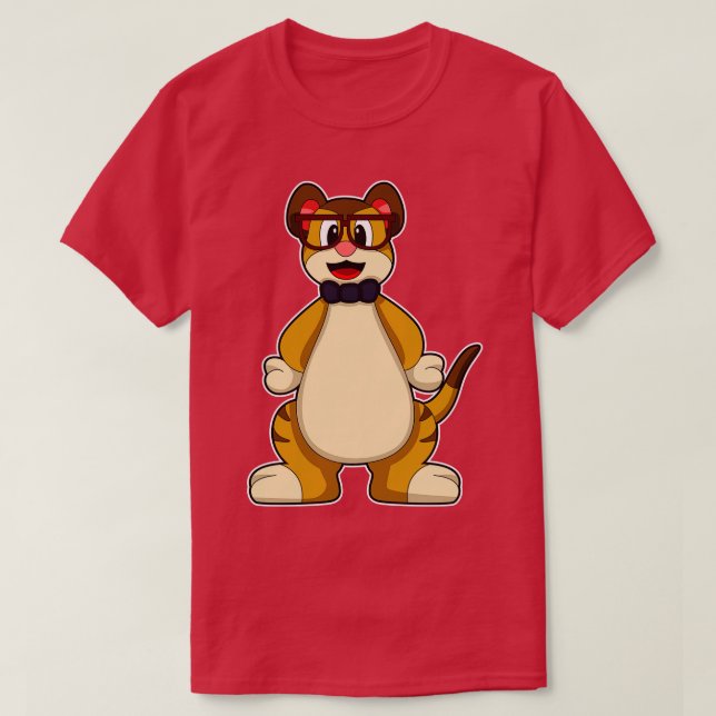 Meerkat med Tie Glasses T Shirt (Design framsida)