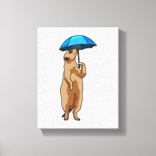 Meerkat med Umbrella Canvastryck
