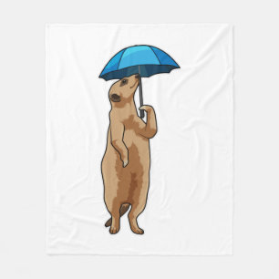 Meerkat med Umbrella Fleecefilt