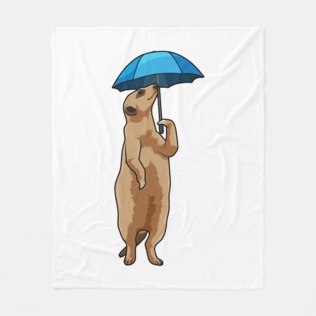 Meerkat med Umbrella Fleecefilt (Framsidan)