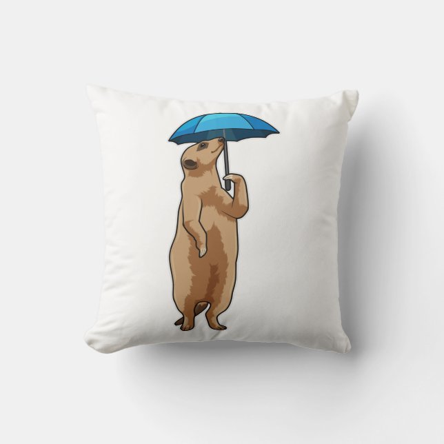 Meerkat med Umbrella Kudde (Framsida)