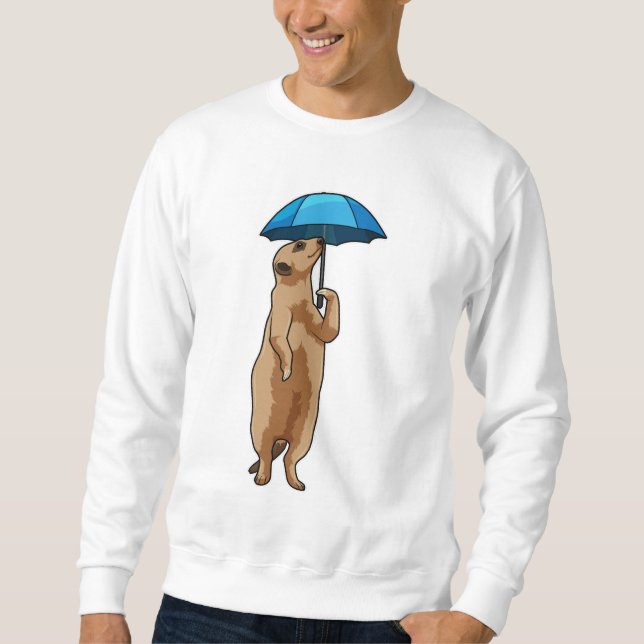 Meerkat med Umbrella Lång Ärmad Tröja (Framsida)