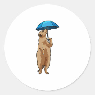 Meerkat med Umbrella Runt Klistermärke