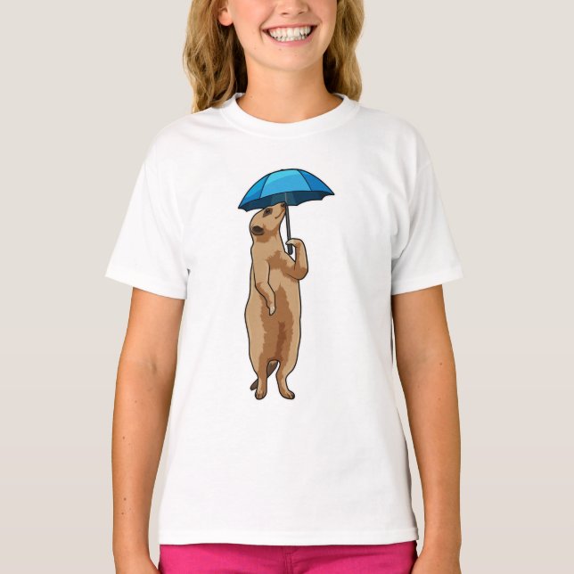 Meerkat med Umbrella T Shirt (Framsida)
