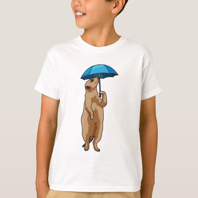 Meerkat med Umbrella T Shirt (Framsida)