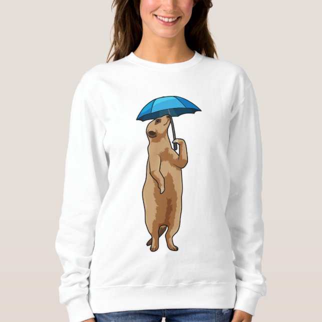 Meerkat med Umbrella T Shirt (Framsida)