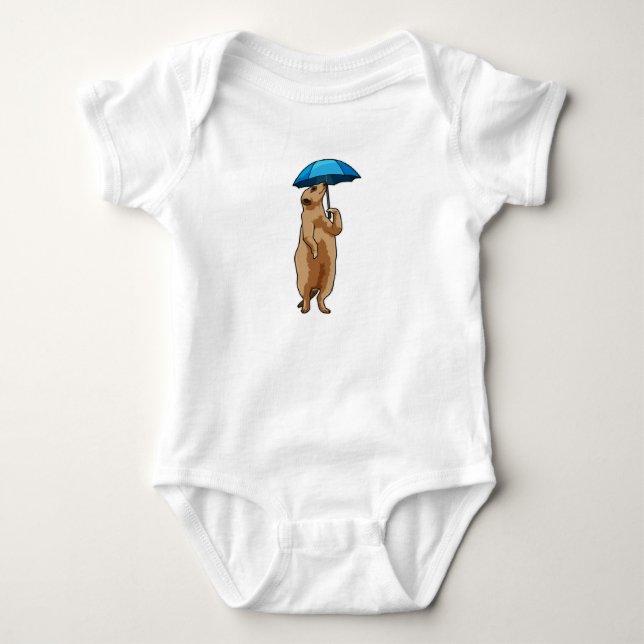 Meerkat med Umbrella T Shirt (Framsida)