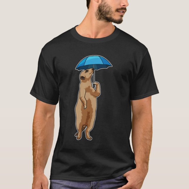 Meerkat med Umbrella T Shirt (Framsida)