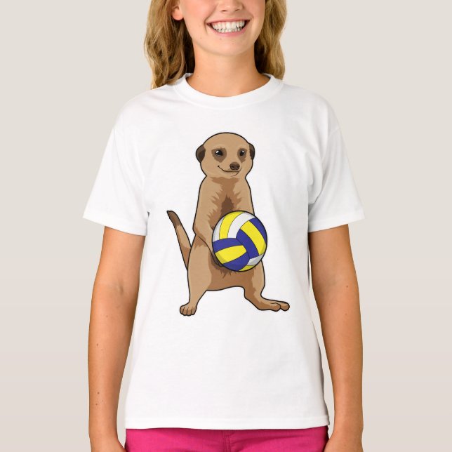Meerkat med Volleyball T Shirt (Framsida)