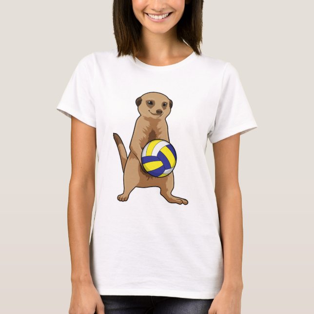 Meerkat med Volleyball T Shirt (Framsida)