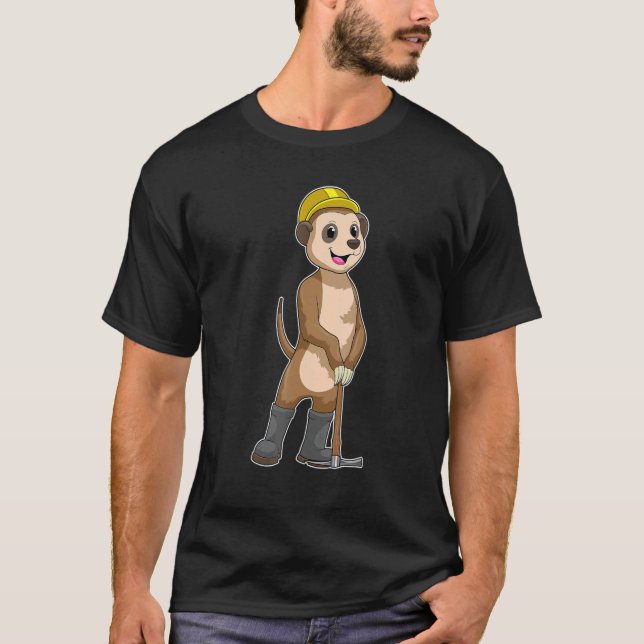 Meerkat Miner Pickaxe T Shirt (Framsida)