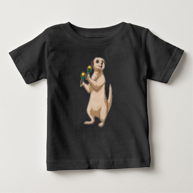 Meerkat Musician Maracas Music T Shirt (Framsida)