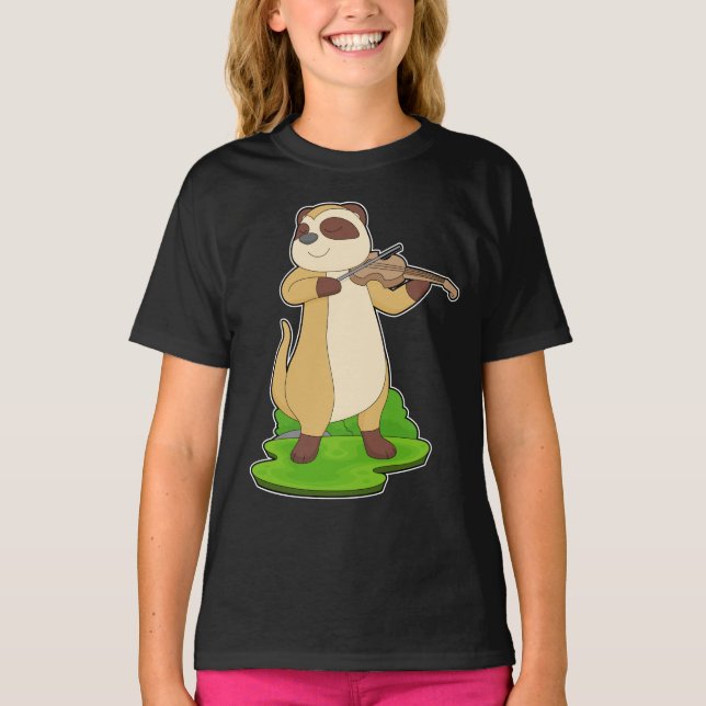 Meerkat Musician Violin T Shirt (Framsida)