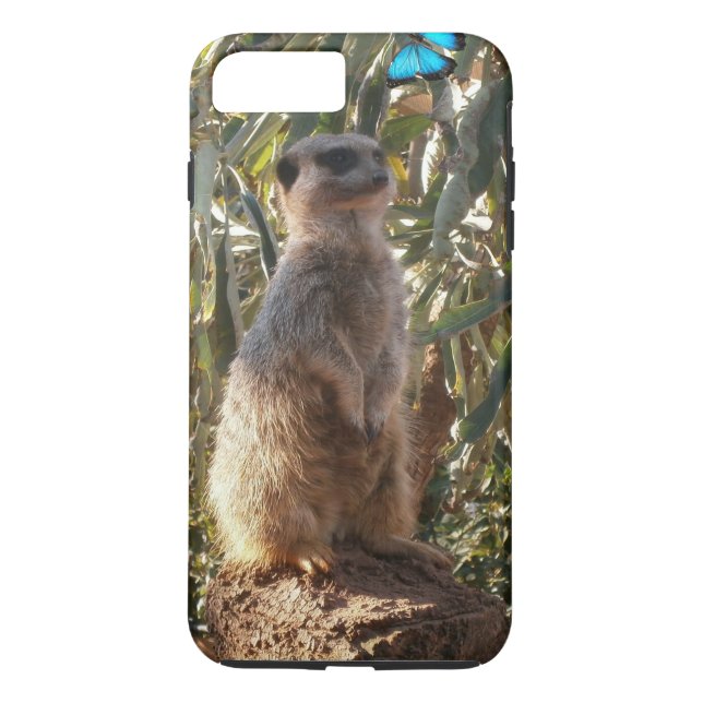 Meerkat och Blue Butterflies Case-Mate iPhone Skal (Baksida)