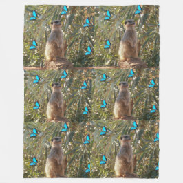 Meerkat och Blue Butterflies Fleecefilt