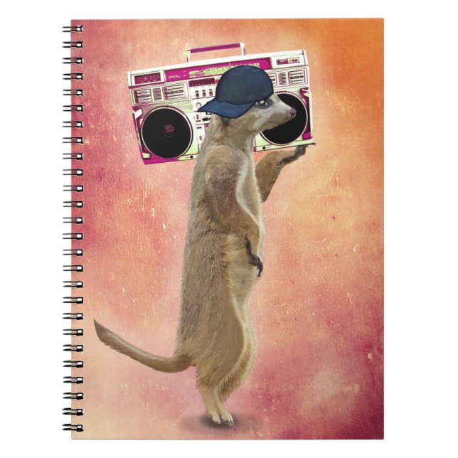 Meerkat och Boom Box Anteckningsbok Med Spiral (Framsidan)