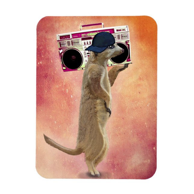 Meerkat och Boom Box Magnet (Vertikal)