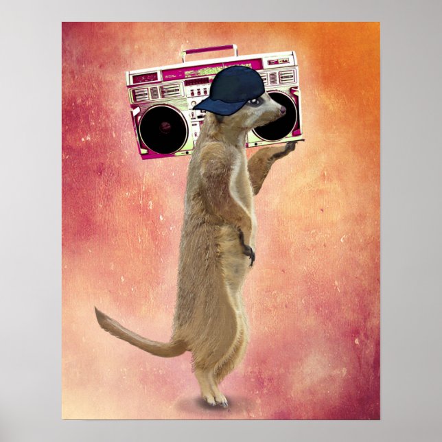 Meerkat och Boom Box Poster (Framsidan)
