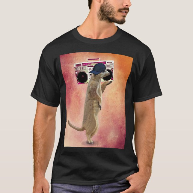 Meerkat och Boom Box Tee Shirt (Framsida)