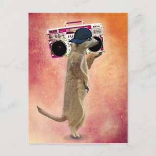 Meerkat och Boom Box Vykort