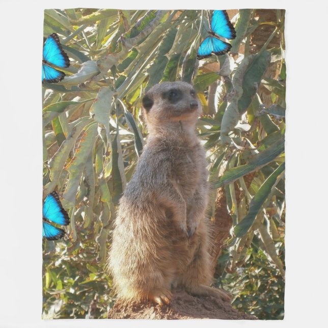 Meerkat och Butterflies Fleecefilt (Framsidan)