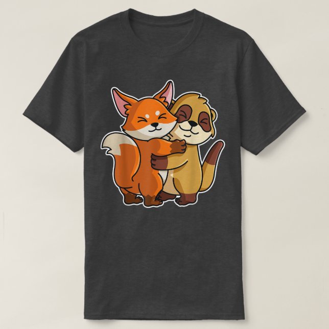 Meerkat och Fo Cute Animals for Women Animal Huggi T Shirt (Design framsida)