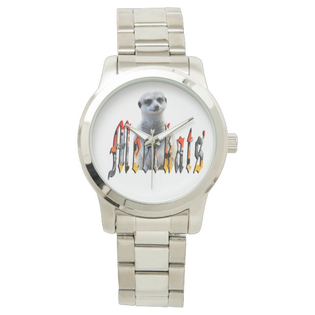 Meerkat och Meerkat Logotyp Large Silver Unisex Wa Armbandsur (Framsida)